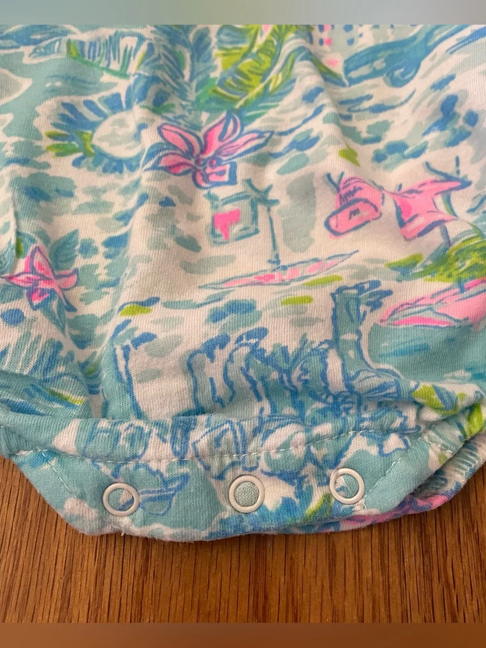 Lilly Pulitzer Cotton Jersey Multicolor Tropical Print Baby One-Piece